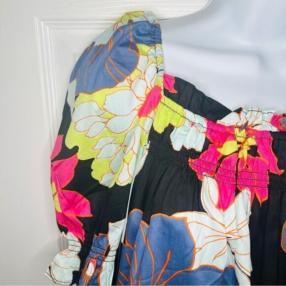 Modcloth Casual Breezy Daytime Mood Babydoll Dress Black Honolulu Floral M NWOT - Picture 6 of 13